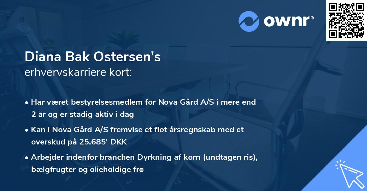 Diana Bak Ostersen's erhvervskarriere kort
