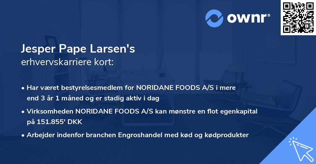 Jesper Pape Larsen's erhvervskarriere kort