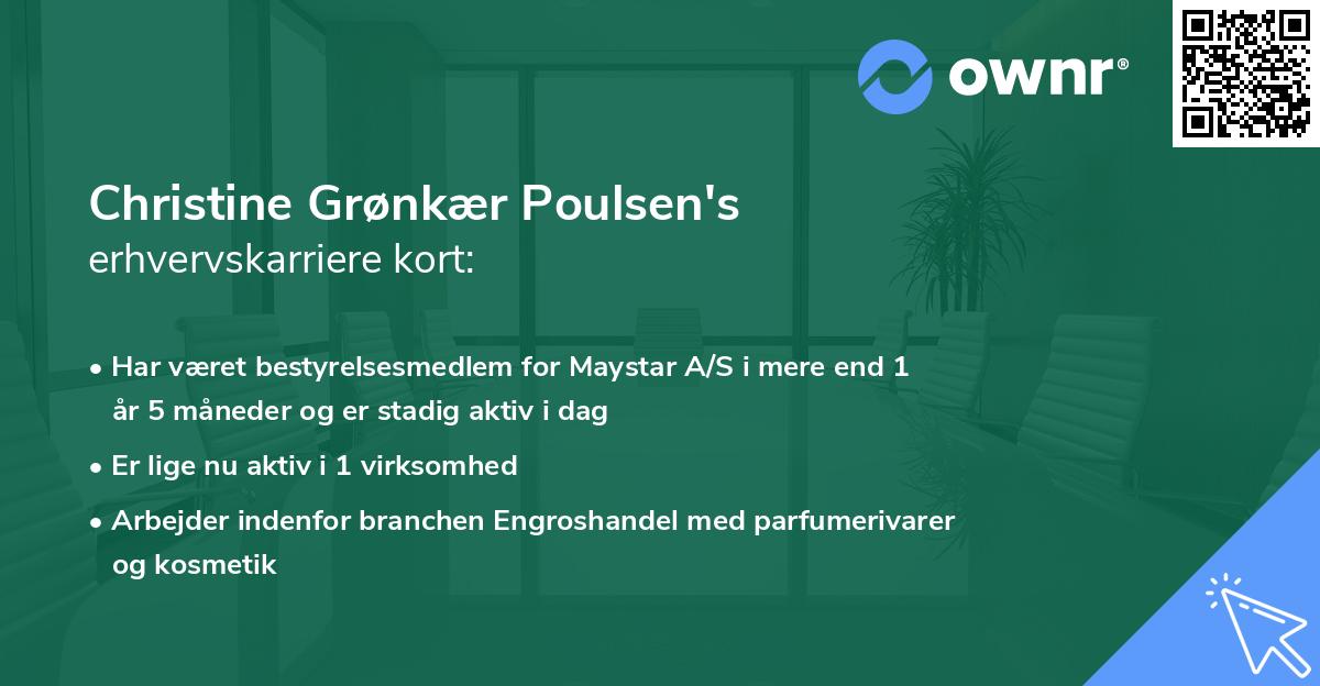 Christine Grønkær Poulsen's erhvervskarriere kort
