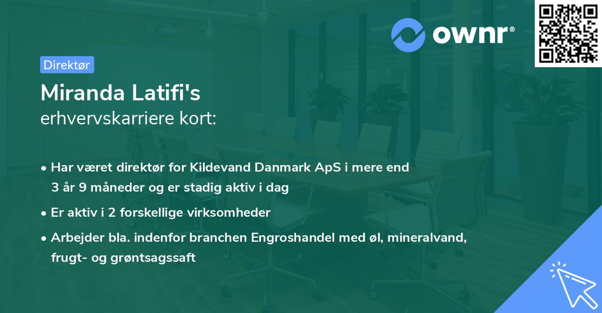 Miranda Latifi's erhvervskarriere kort