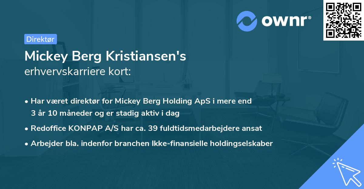 Mickey Berg Kristiansen's erhvervskarriere kort