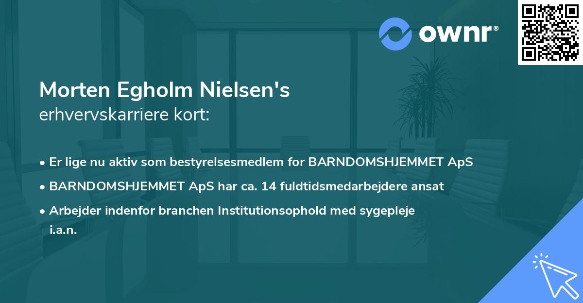 Morten Egholm Nielsen's erhvervskarriere kort
