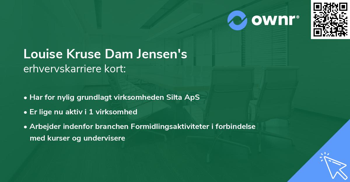 Louise Kruse Dam Jensen's erhvervskarriere kort