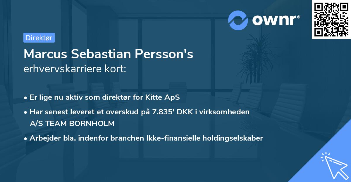 Marcus Sebastian Persson's erhvervskarriere kort