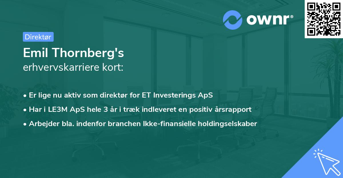 Emil Thornberg's erhvervskarriere kort