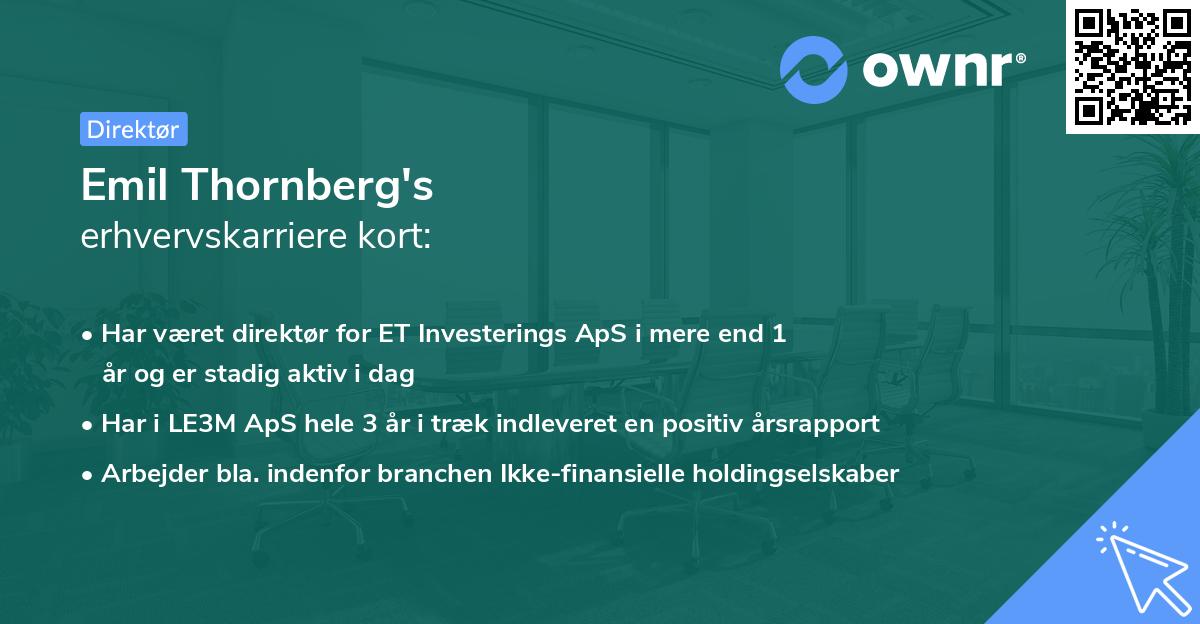 Emil Thornberg's erhvervskarriere kort