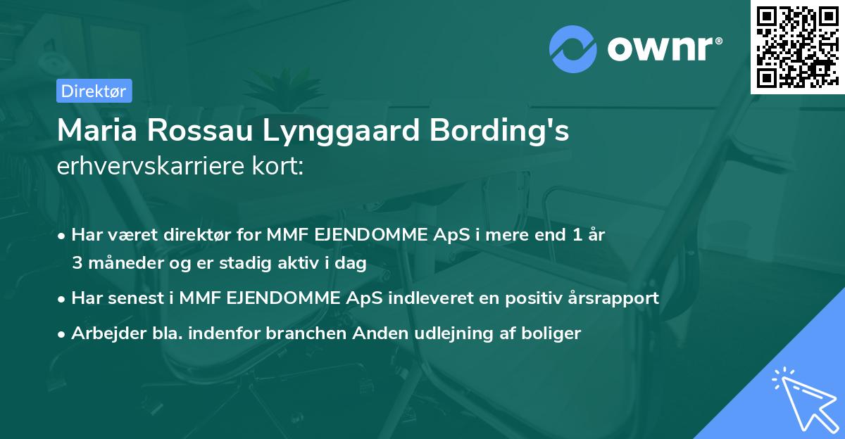 Maria Rossau Lynggaard Bording's erhvervskarriere kort