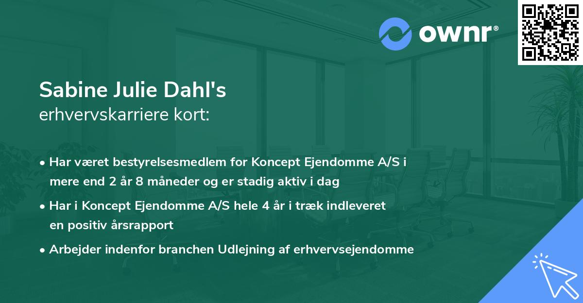 Sabine Julie Dahl's erhvervskarriere kort