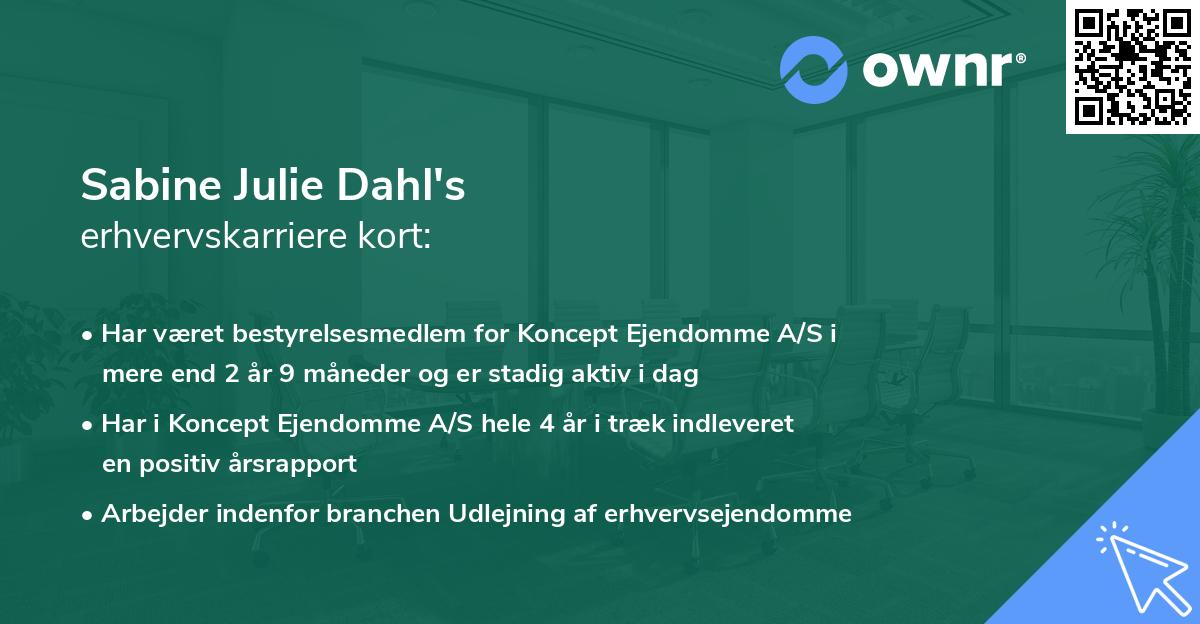Sabine Julie Dahl's erhvervskarriere kort