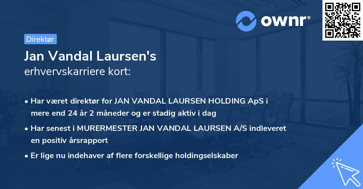 Jan Vandal Laursen's erhvervskarriere kort