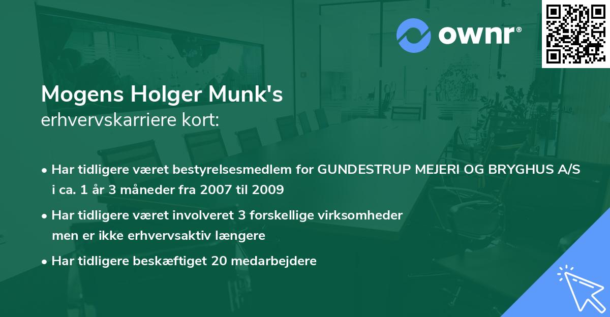 Mogens Holger Munk's erhvervskarriere kort
