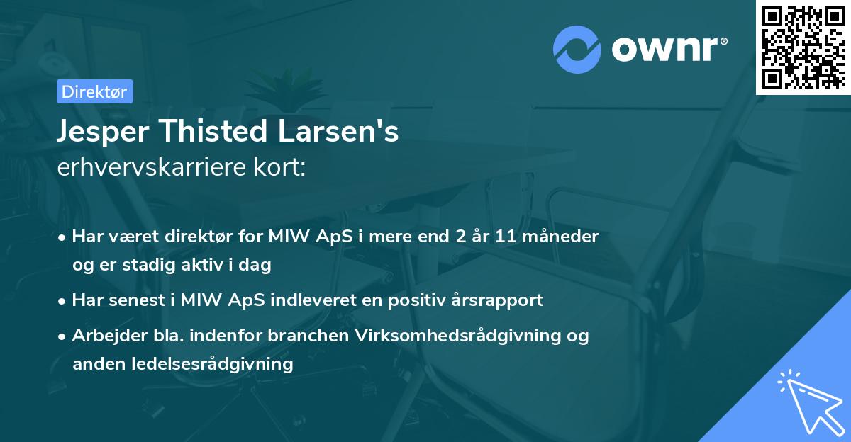 Jesper Thisted Larsen's erhvervskarriere kort