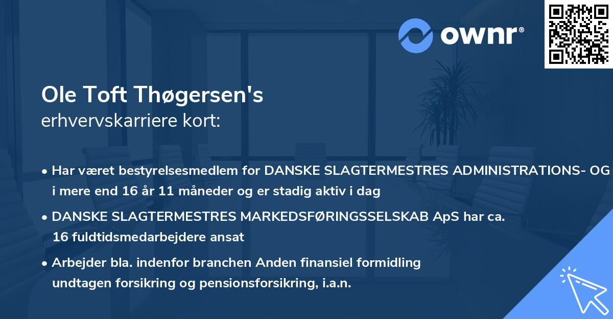 Ole Toft Thøgersen's erhvervskarriere kort