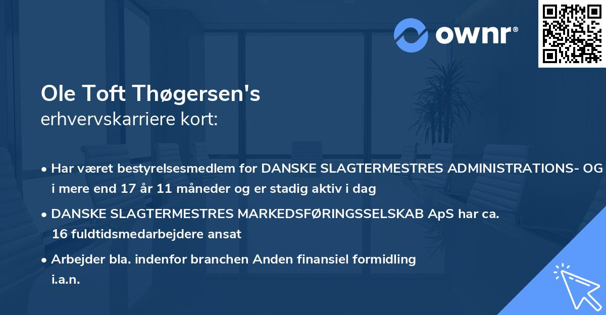 Ole Toft Thøgersen's erhvervskarriere kort