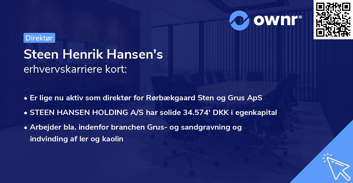 Steen Henrik Hansen's erhvervskarriere kort