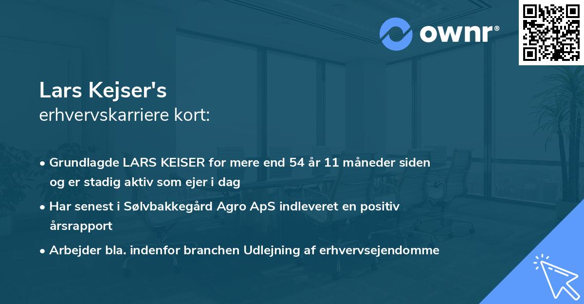Lars Kejser's erhvervskarriere kort