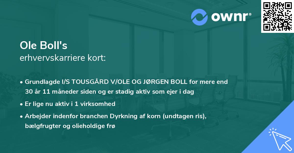 Ole Boll's erhvervskarriere kort
