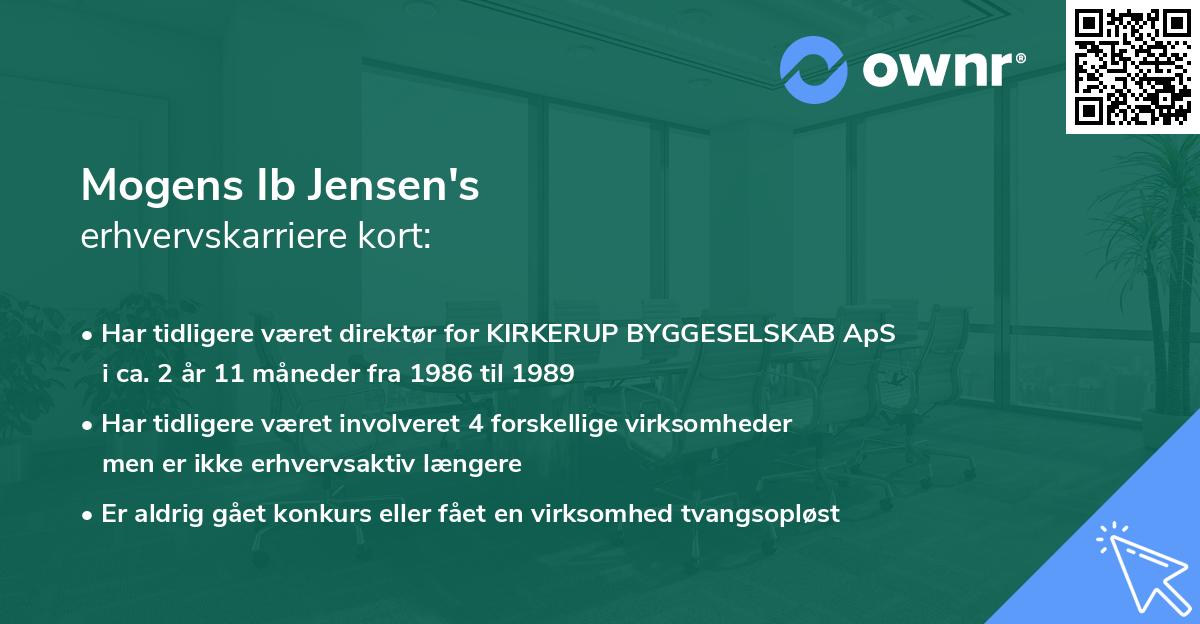 Mogens Ib Jensen's erhvervskarriere kort