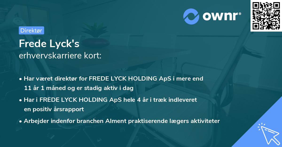 Frede Lyck's erhvervskarriere kort