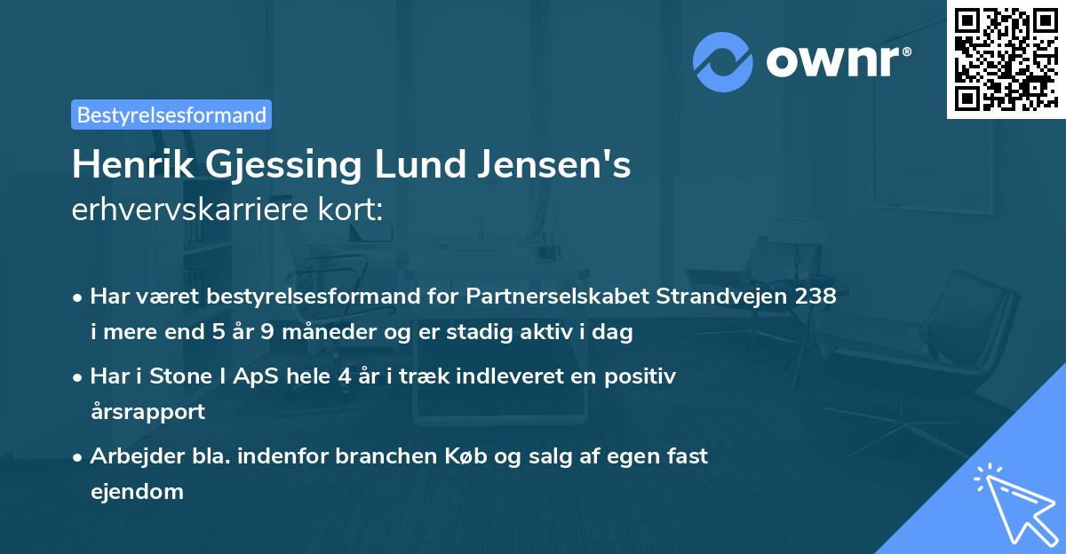 Henrik Gjessing Lund Jensen's erhvervskarriere kort