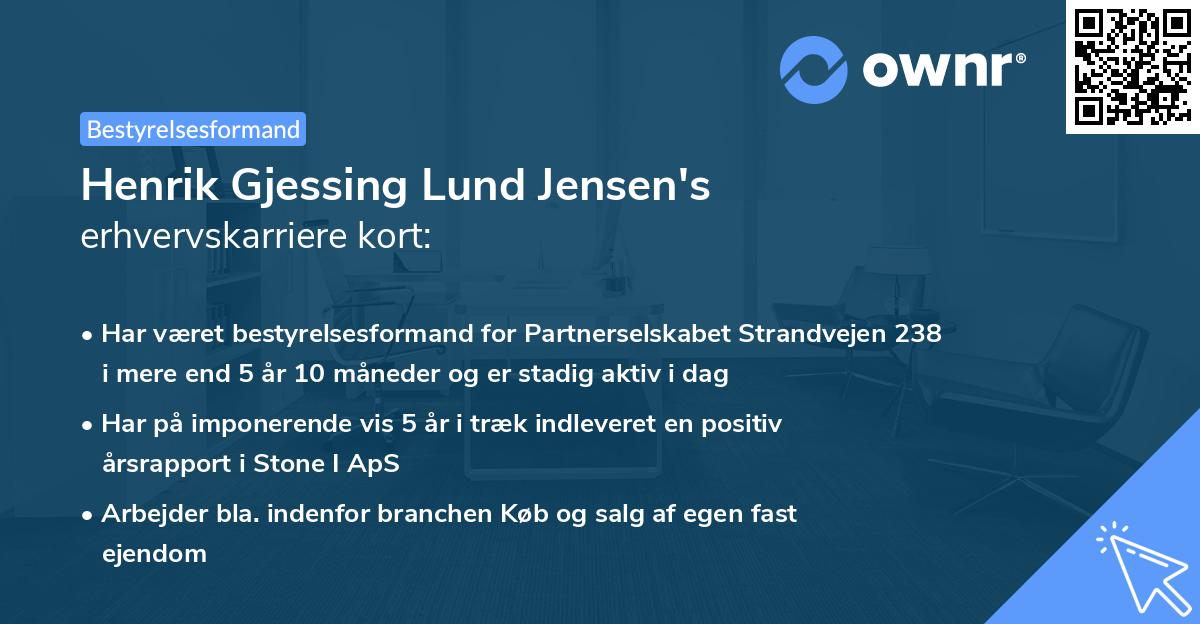Henrik Gjessing Lund Jensen's erhvervskarriere kort