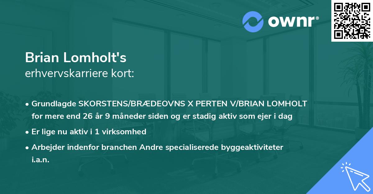 Brian Lomholt's erhvervskarriere kort