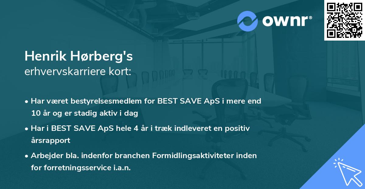 Henrik Hørberg's erhvervskarriere kort