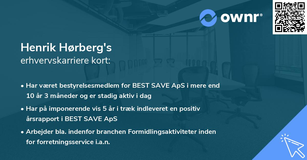 Henrik Hørberg's erhvervskarriere kort