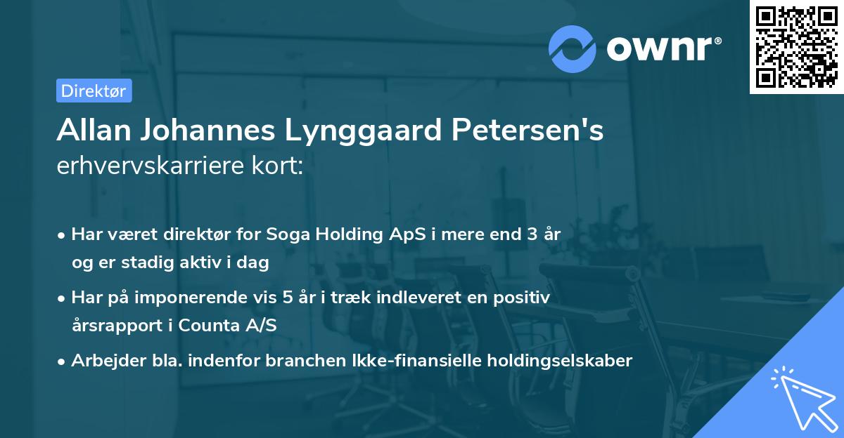 Allan Johannes Lynggaard Petersen's erhvervskarriere kort