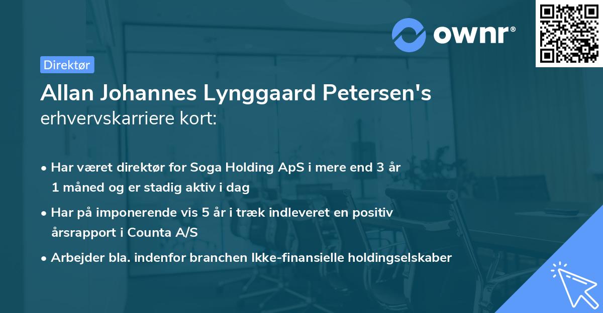Allan Johannes Lynggaard Petersen's erhvervskarriere kort