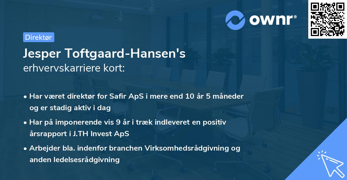 Jesper Toftgaard-Hansen's erhvervskarriere kort