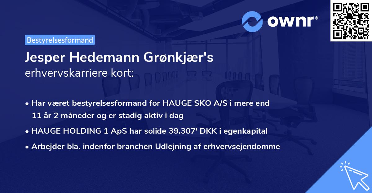 Jesper Hedemann Grønkjær's erhvervskarriere kort