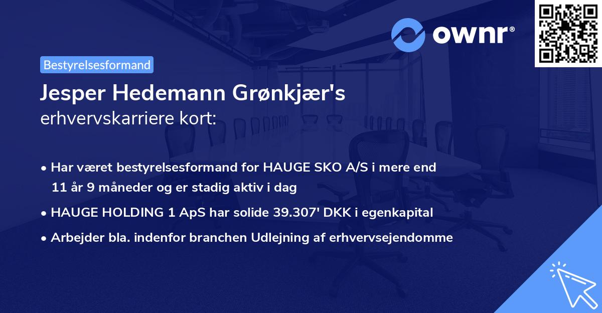 Jesper Hedemann Grønkjær's erhvervskarriere kort