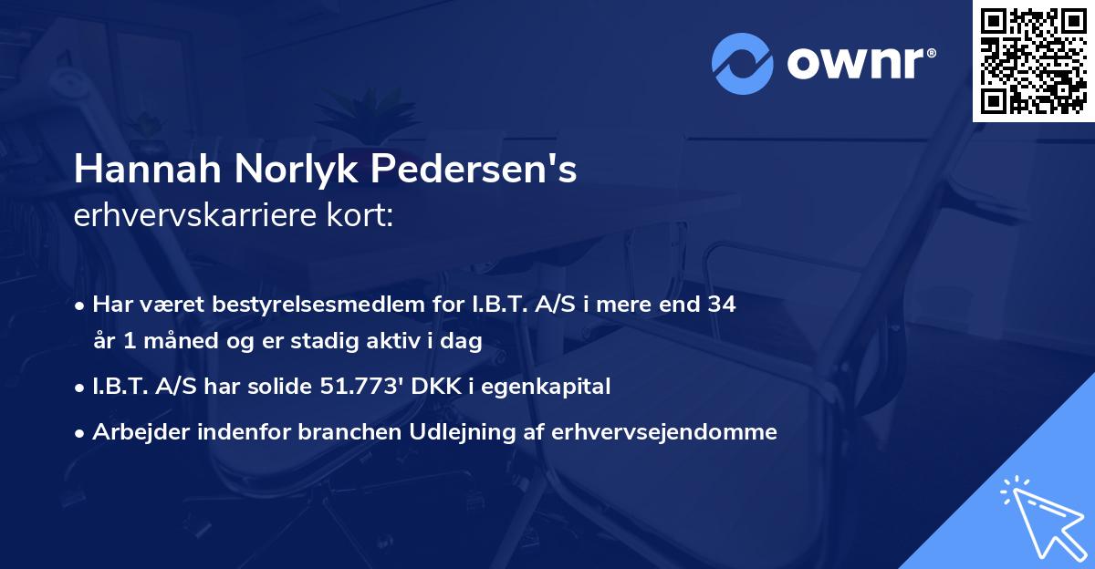 Hannah Norlyk Pedersen's erhvervskarriere kort