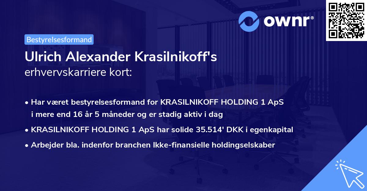 Ulrich Alexander Krasilnikoff's erhvervskarriere kort