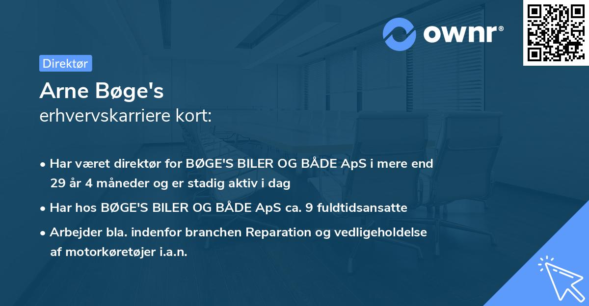 Arne Bøge's erhvervskarriere kort