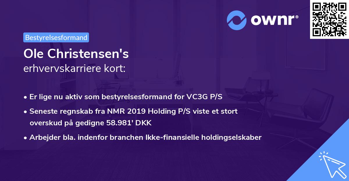 Ole Christensen's erhvervskarriere kort