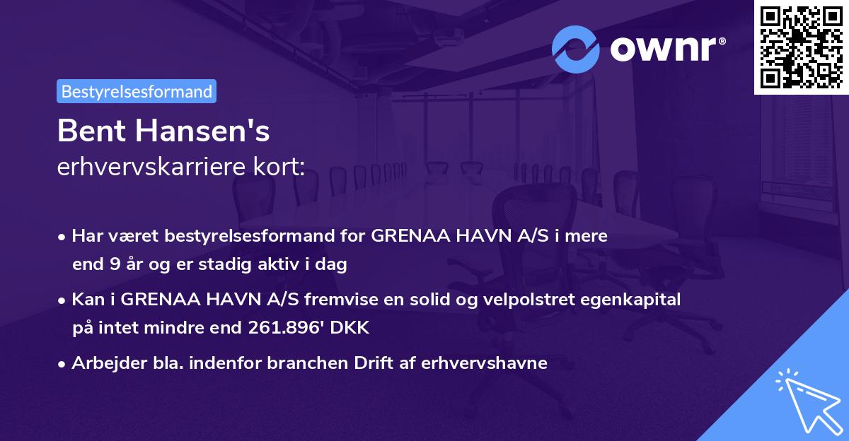 Bent Hansen's erhvervskarriere kort