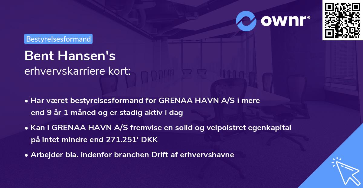 Bent Hansen's erhvervskarriere kort