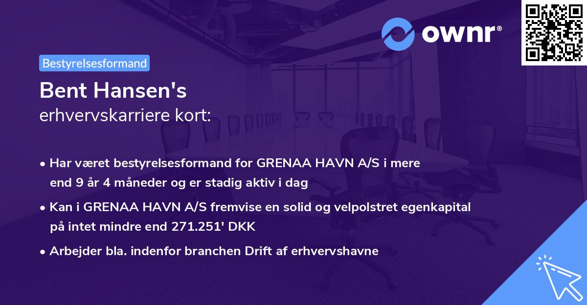 Bent Hansen's erhvervskarriere kort