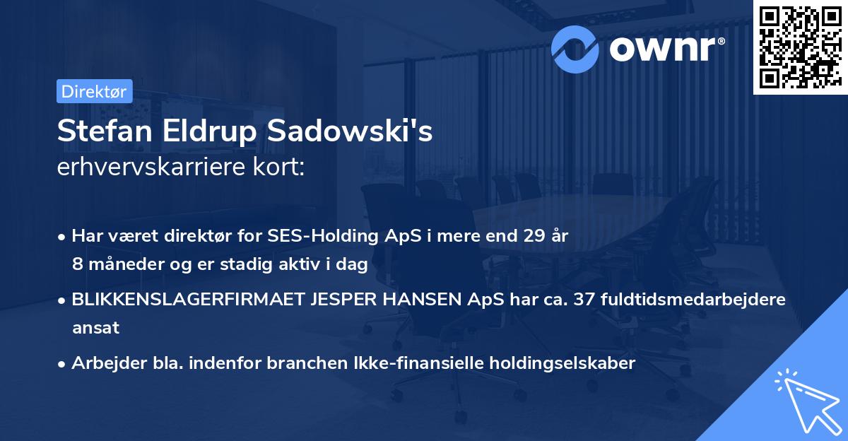 Stefan Eldrup Sadowski's erhvervskarriere kort