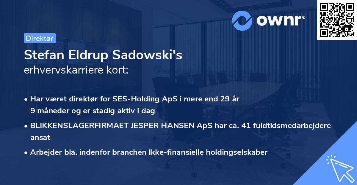 Stefan Eldrup Sadowski's erhvervskarriere kort