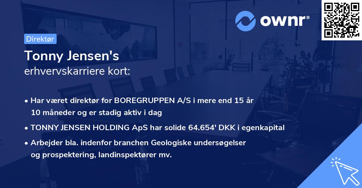 Tonny Jensen's erhvervskarriere kort
