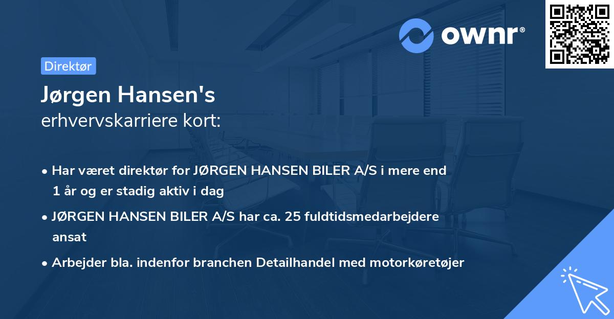 Jørgen Hansen's erhvervskarriere kort