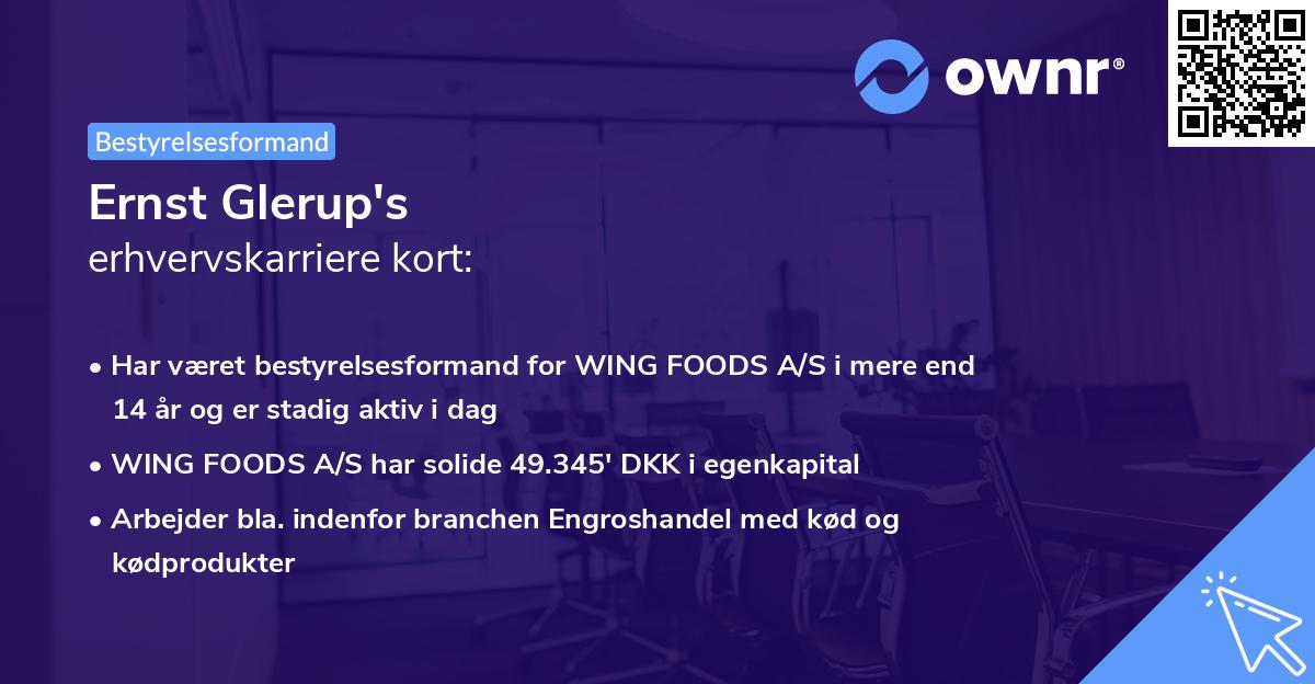 Ernst Glerup's erhvervskarriere kort