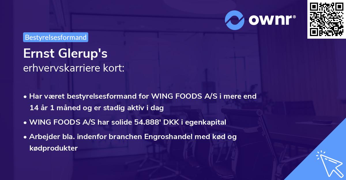 Ernst Glerup's erhvervskarriere kort