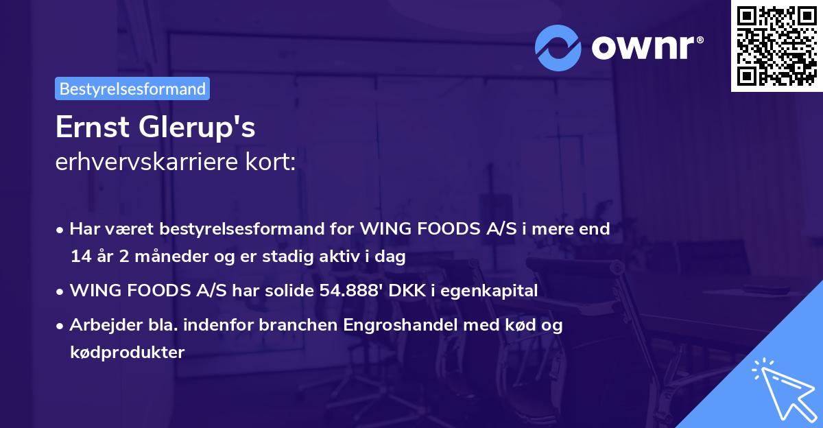 Ernst Glerup's erhvervskarriere kort