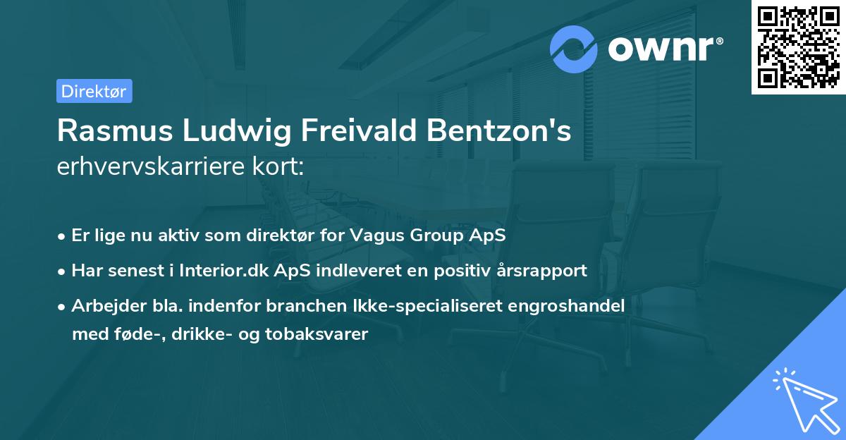 Rasmus Ludwig Freivald Bentzon's erhvervskarriere kort