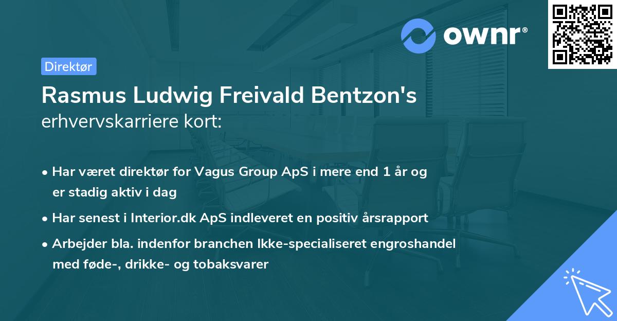 Rasmus Ludwig Freivald Bentzon's erhvervskarriere kort
