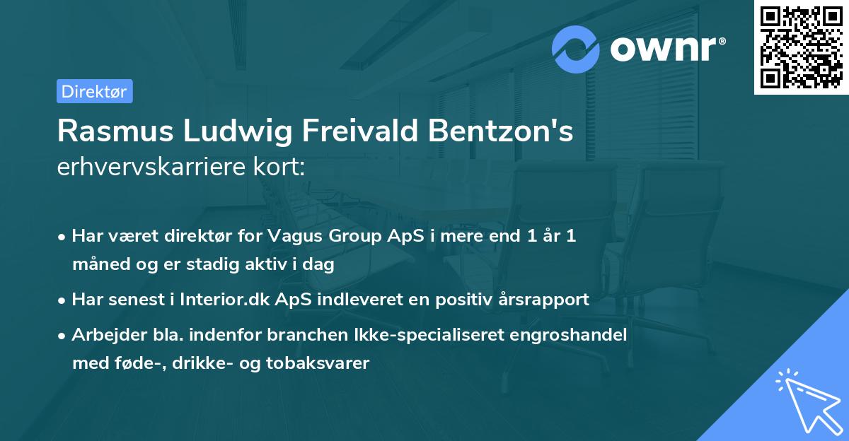 Rasmus Ludwig Freivald Bentzon's erhvervskarriere kort